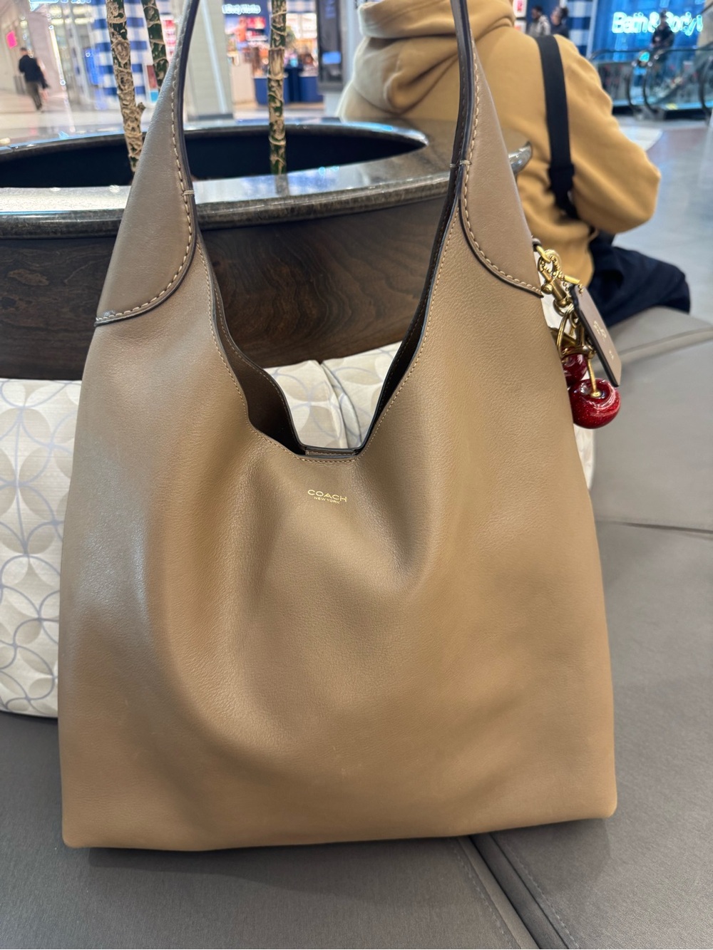 Coach Brooklyn 39 Taupe Brown Leather Shoulder Hobo Bag